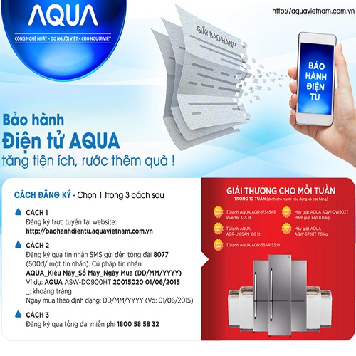 Triển khai tem bảo hành điện tử SMS cho AQUA